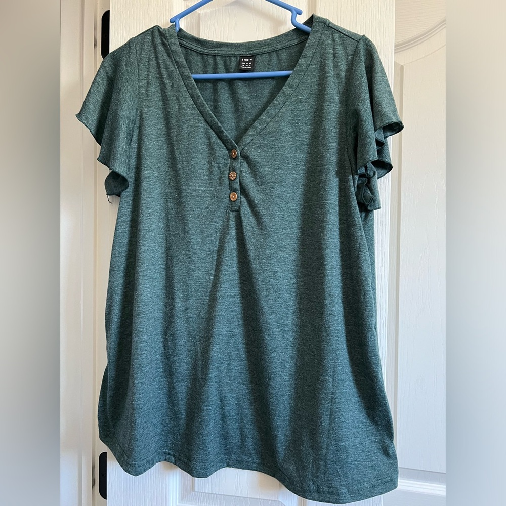 SHEIN maternity v-neck button front tee